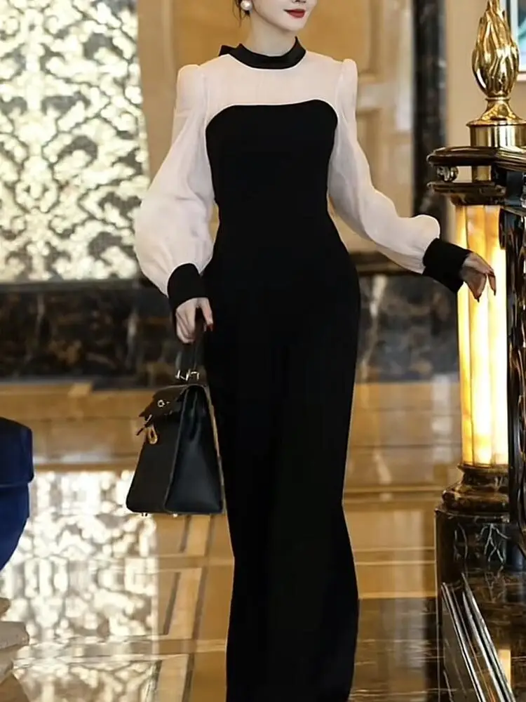 

Женский костюм Ele из хлопка с высокой талией, широкими брюками-фонариками и прозрачными вставками, коллекция Весна 2024