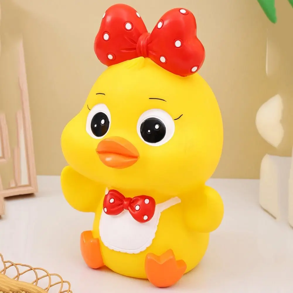 Anti Drop Little Yellow Duck Piggy Bank Decorative Savings Tank Cartoon Duck Money Boxes Model Large Capacity