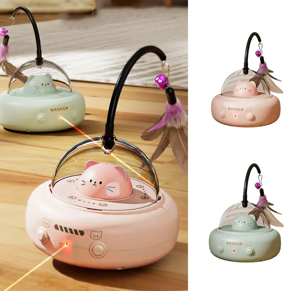 

Red Dot Laser Intelligent Interactive Cat Toy Obstacle Avoidance with Rainbow Light Feather Cat Teaser Toy USB Charging