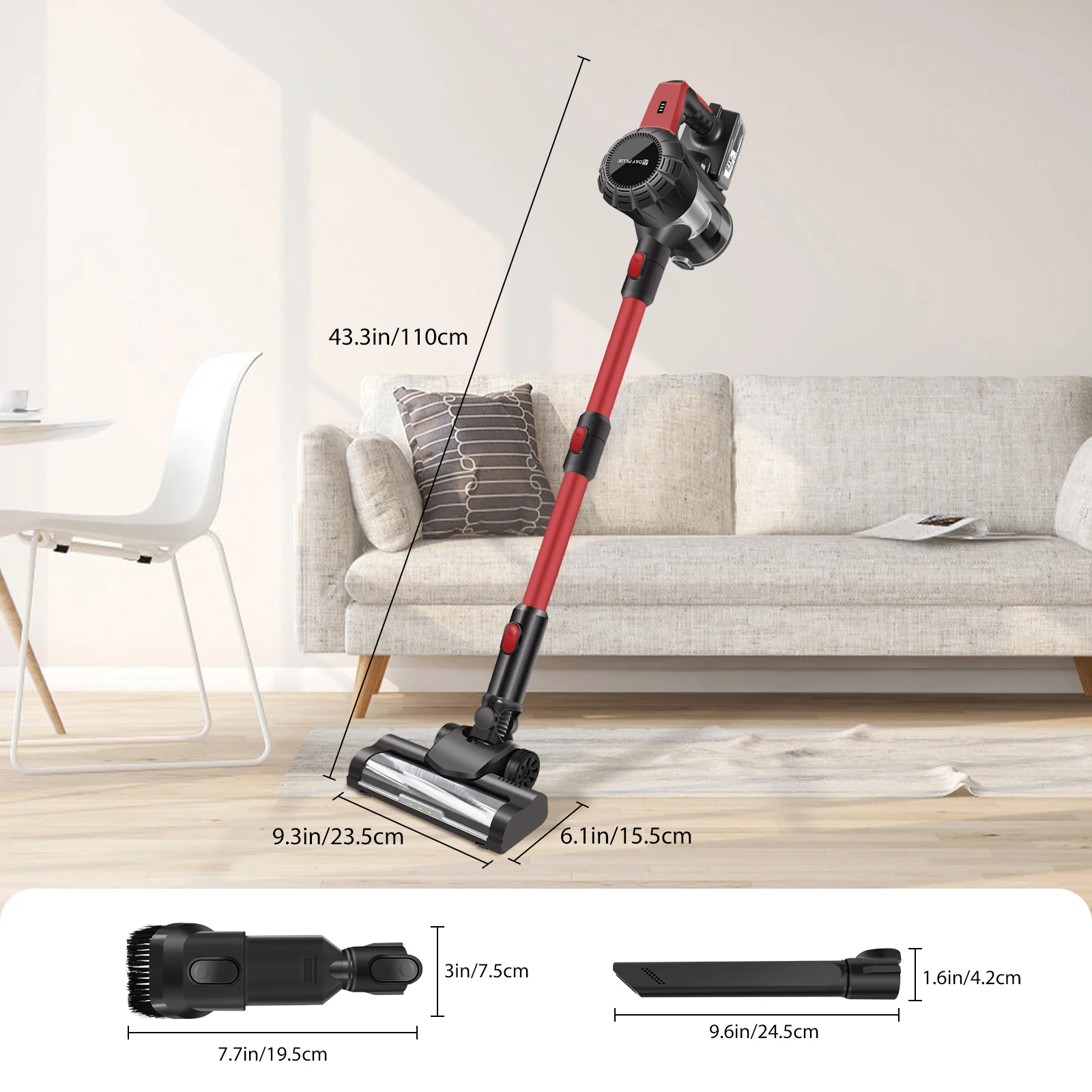 DayPlus Cordless Vacuum Cleaner,3800W 6 in 1,Lightweight Handheld Stick Vacuum,2 Speed 30KPa,for Home Floor Carpet Car Pet Hair