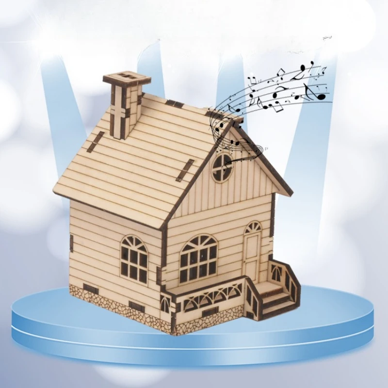 Boîte à musique créative à monter soi-même, jouet d'assemblage, beau Design de maison avec mécanique, projet éducatif STEM pour adolescents et adultes de 10 ans et plus