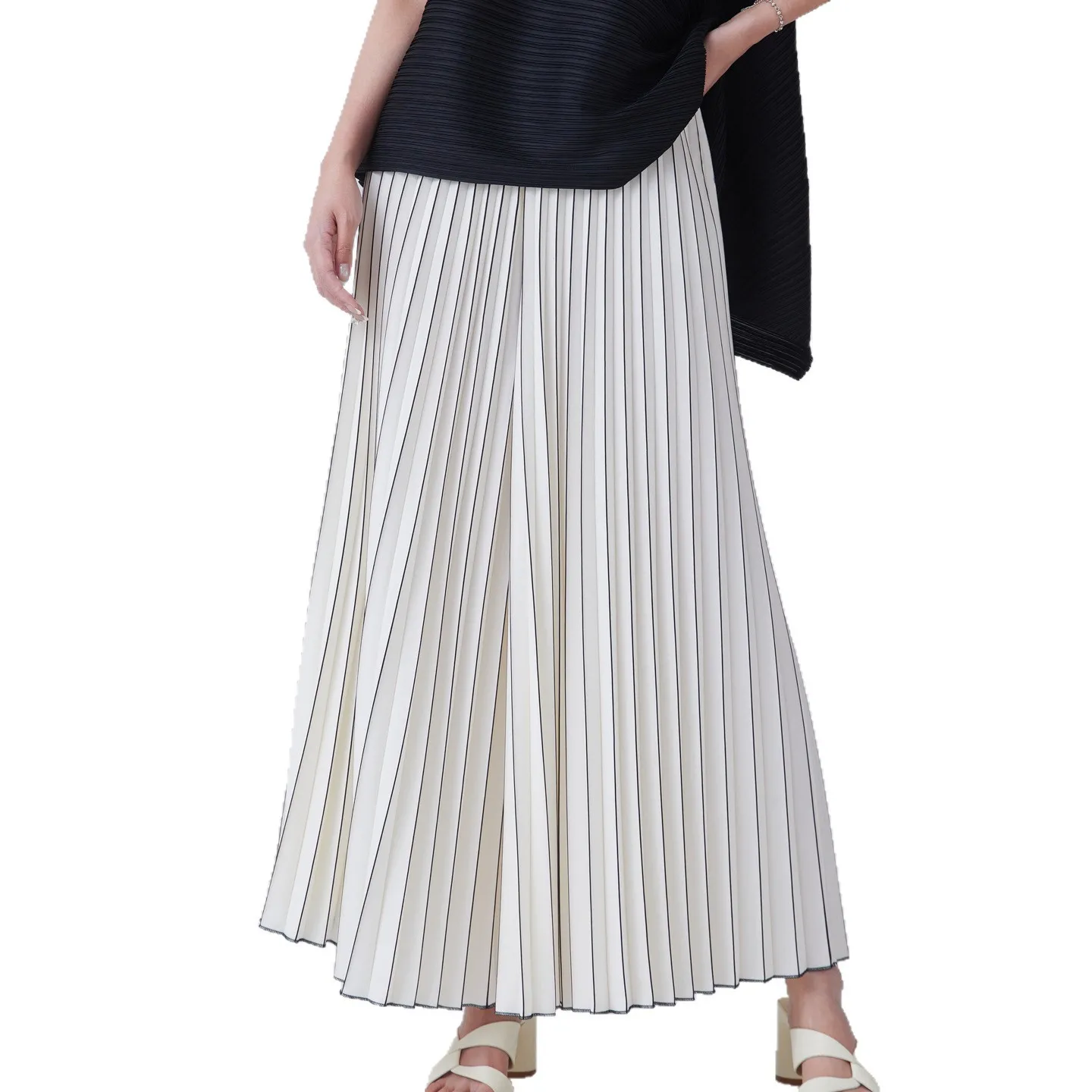 Miyake Pleated 2025 Pants Wide-legged Pants Summer High-waisted Pants Versatile Loose Drape Vertical Pleats Casual Female