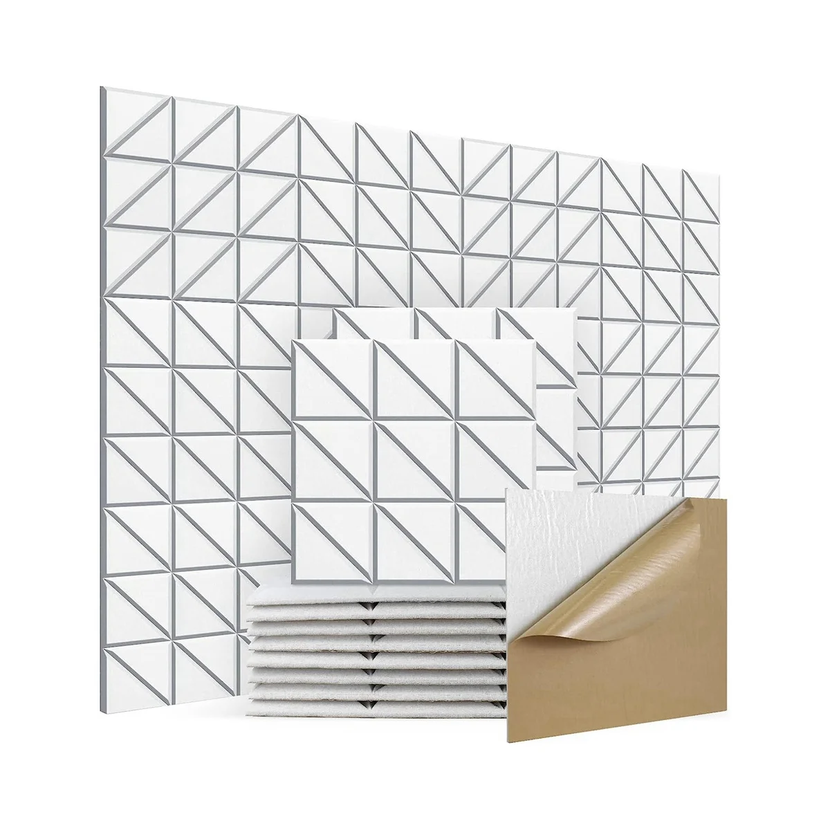 

Self-Adhesive Acoustic Panels, 12Pcs 12X12X0.4Inch Sound Absorbing Panels, Decorative Soundproof Wall Panels B