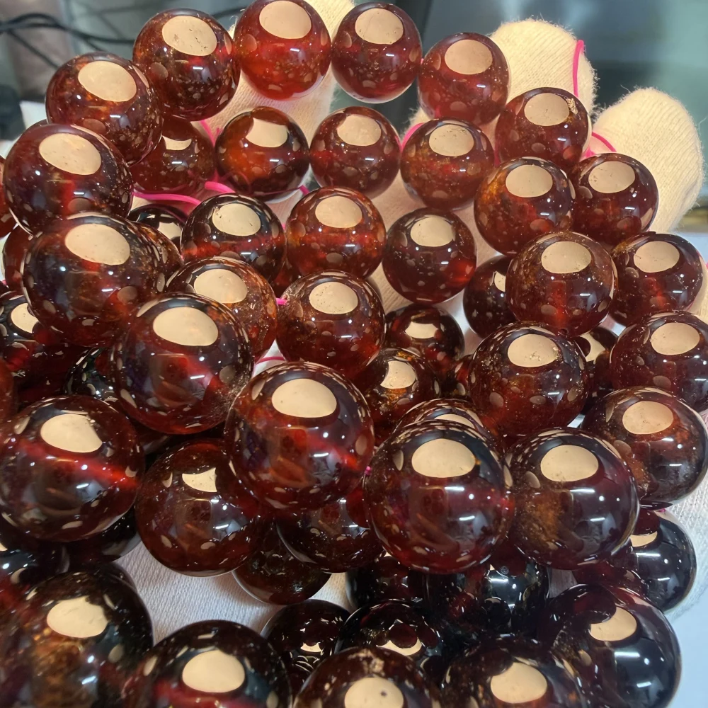 Meihan Natürliche AAA Pyrope Orange Granat Glatte Runde Perlen 9-12mm Lose Schmuckherstellung DIY Design Edelstein – Detail 4