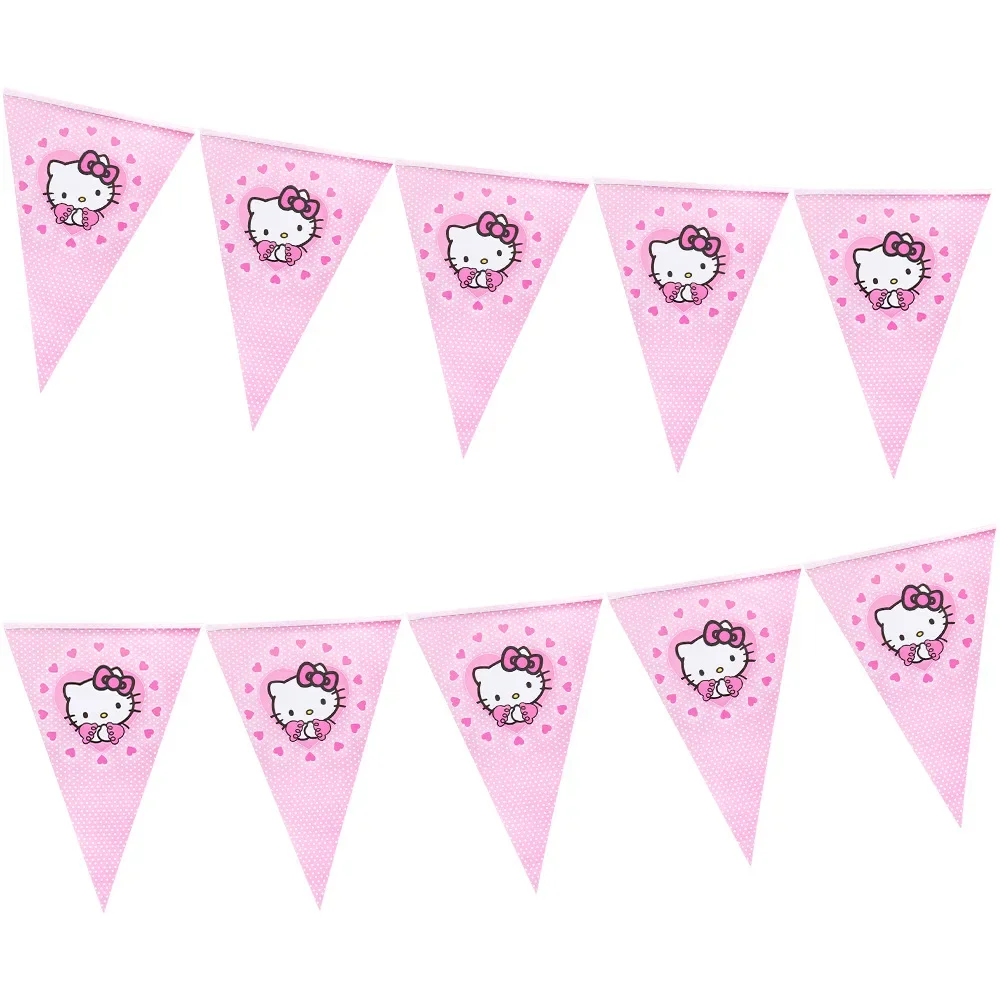 Miniso Anime Stripfiguren Rond Hello Kitty Themafeest Banner Decoratie Kit Kinderen Verjaardagsfeestje Uitnodigingskaart