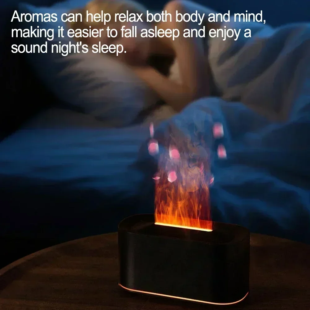 暖炉の炎のアロマディフューザー、220mlのクールミスト、7つの心地よいledカラーで、ご自宅やオフィスの環境を向上させます。