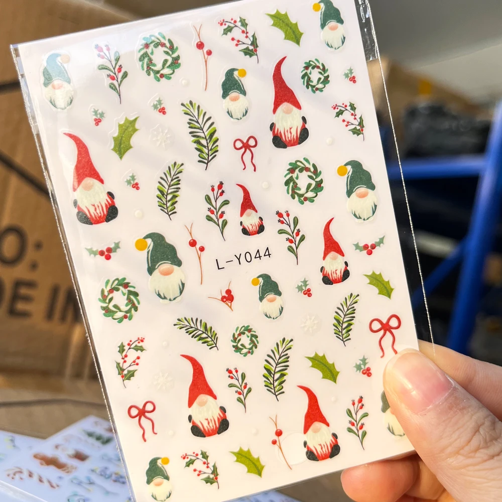 3 قطعة/المجموعة مضيئة عيد الميلاد مسمار الفن ملصقات الملونة عيد الميلاد لمبة الثلج مسمار الشارات سانتا كلوز يترك شجرة عيد الميلاد ديكور #2