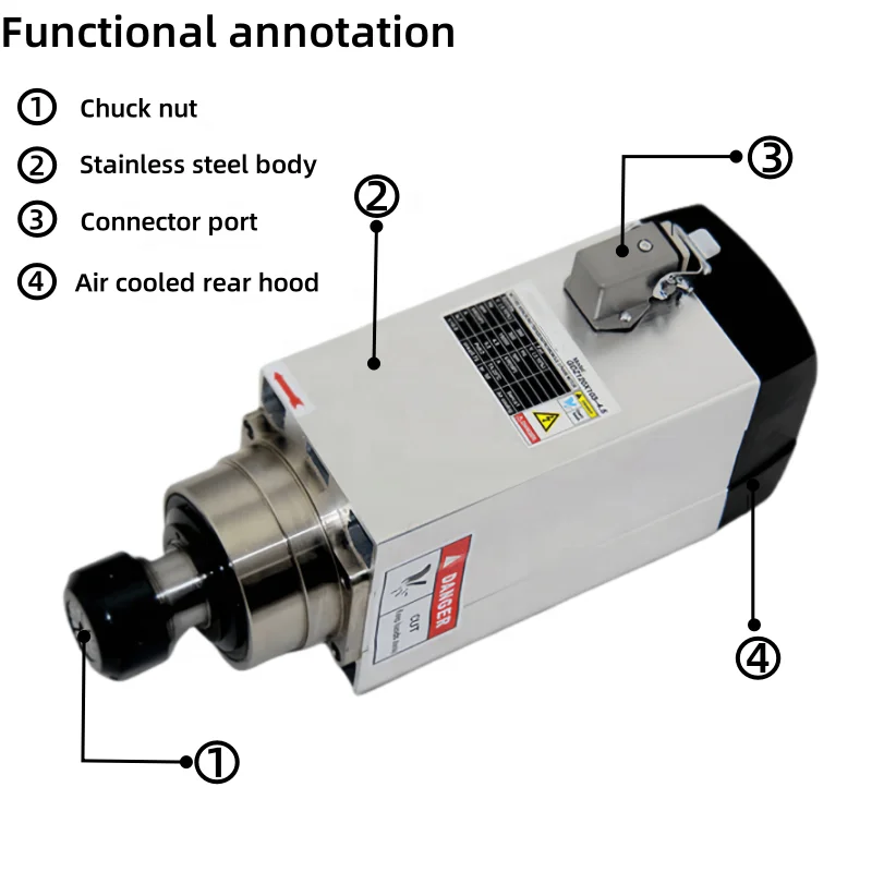 Новый высококачественный список, высокая безопасность, стандартный безопасный и экологический прочный двигатель шпинделя с ЧПУ с воздушным охлаждением