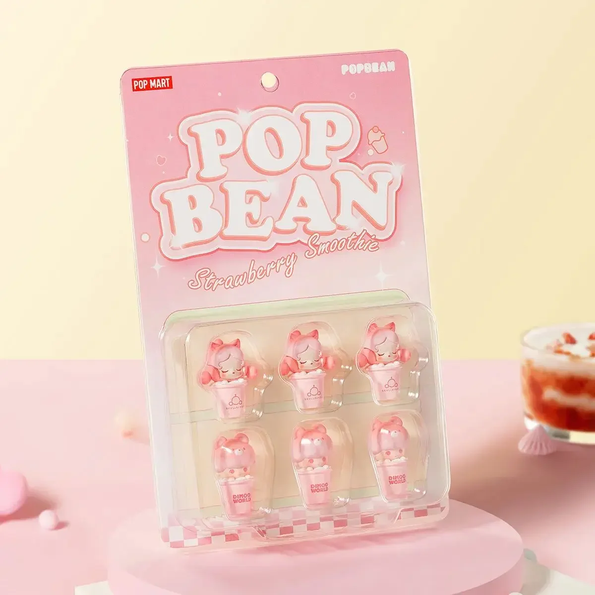 Genuine Pop Bean Strawberry Smoothie Series Mini Dolls Kawaii Anime Figures Ornament Desktop Surprise Girls Birthday Gift Toys