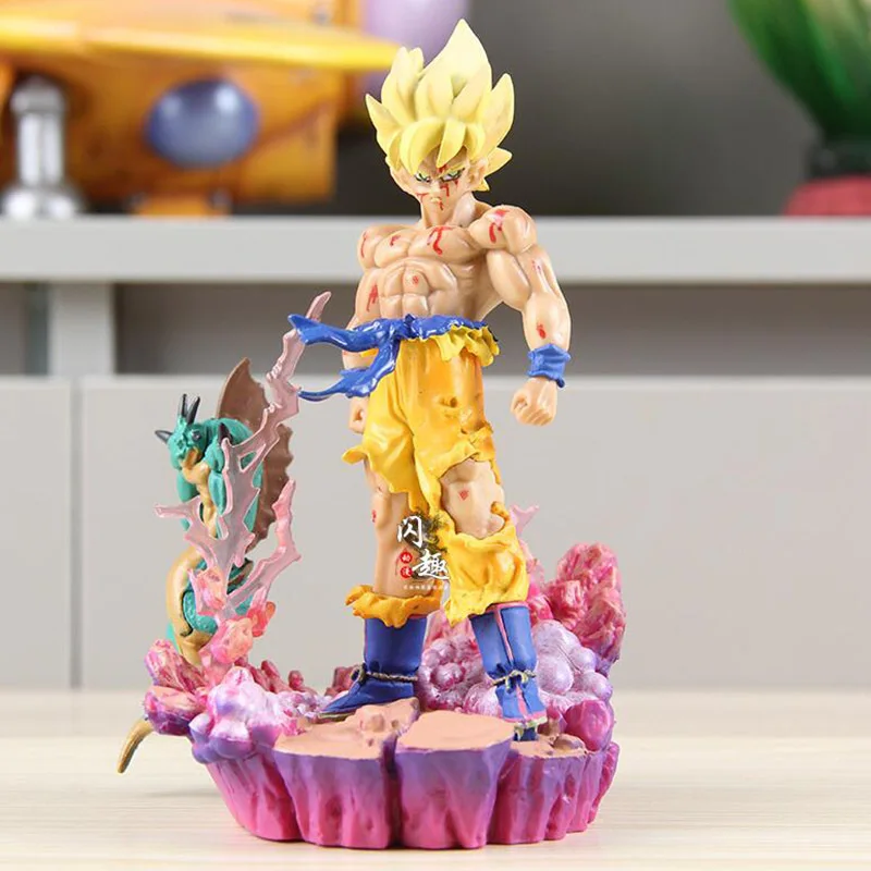 Dragon Ball Z Son Goku Action Figure Speelgoed Anime DBZ Shenlong Super Saiyan Figuras GK Standbeeld Model Ornament Perifere Kids Gift