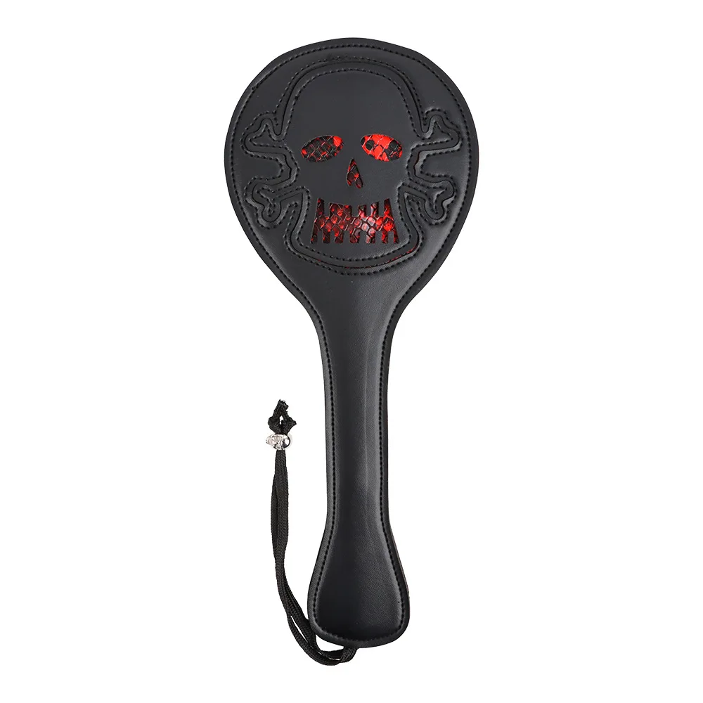 Hallowmas Skeletonized Head Spanking Paddles Ronde Lederen Slappende Paddle Slap Butt Training Tool voor Vrouwen en Koppel Rollenspel