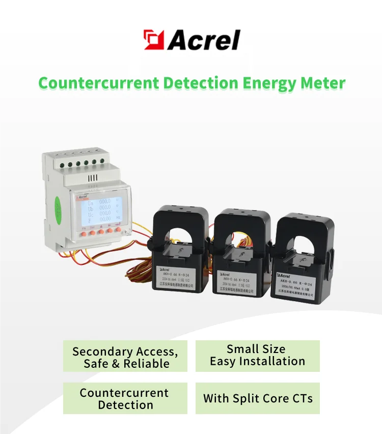 ACR10R-D24TE4 Din-rail Solar Energy Mete AC Solar Power Meter Bidirectional Electrical Instrument with 3 Eternal CT