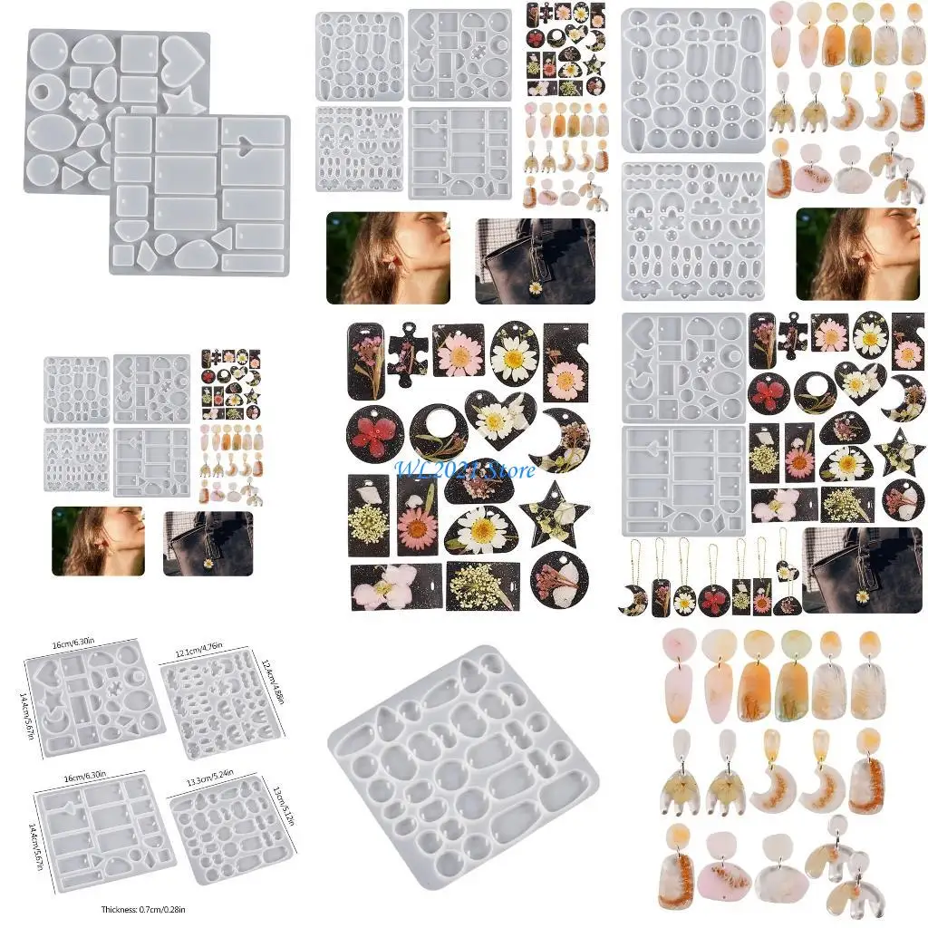 

G5GC 4Pcs Hanging Pendant Earrings Decoration Multiple Styles Irregular Silicone Mold