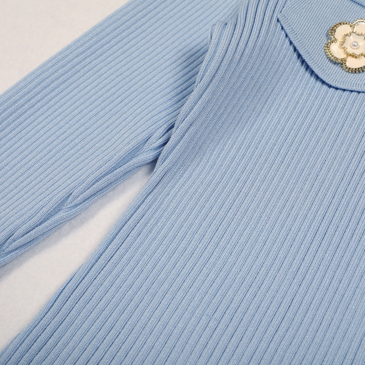 Primavera y otoño nueva moda de alta calidad camisa de punto con botones de flores cuello de manga larga cárdigan de lana para mujer abrigo superior