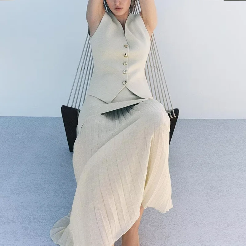 Gilet tricoté v-ne Svel pour femmes, jupe 492003, débardeur en Fiber de Polyester, nouvelle collection été 2025