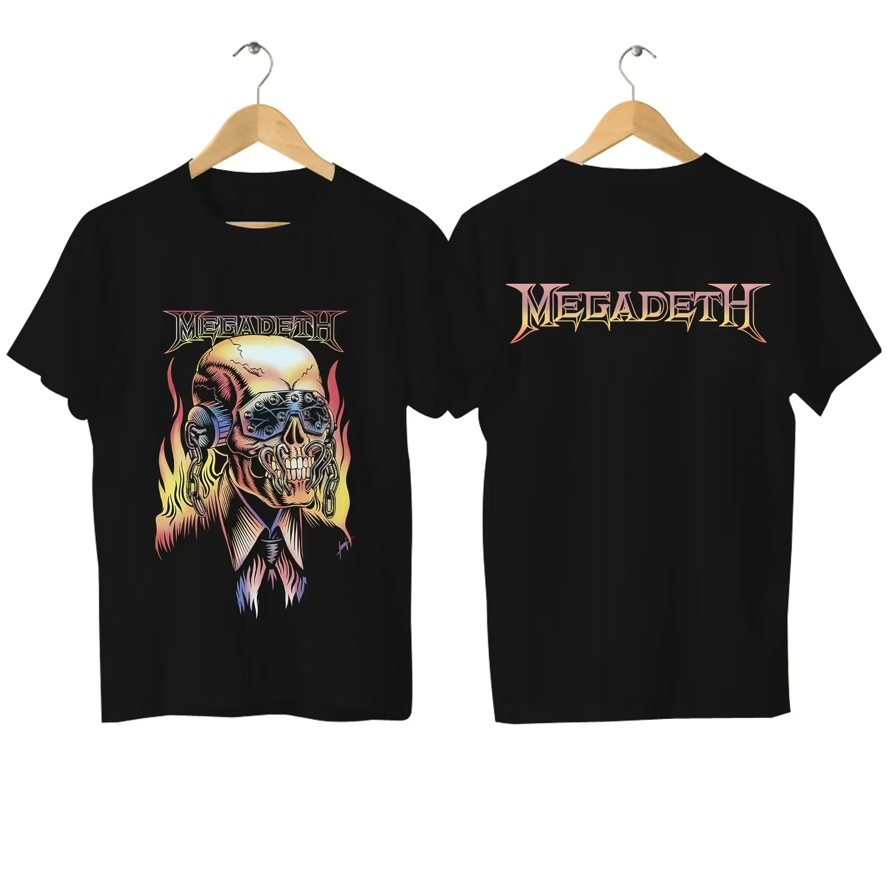 Men Megadeths T Shirt Casual Flaming Vic T-shirt Graphic Oversized Sports Tops Breathable Comfortable Streetwear