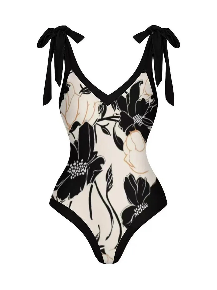 2025 String One Piece Swimsuit & Vent Skirt Padded Sexy Swimwear Women Bathing Suit Female Swimming Summer Beachwear Bodysuit image 6