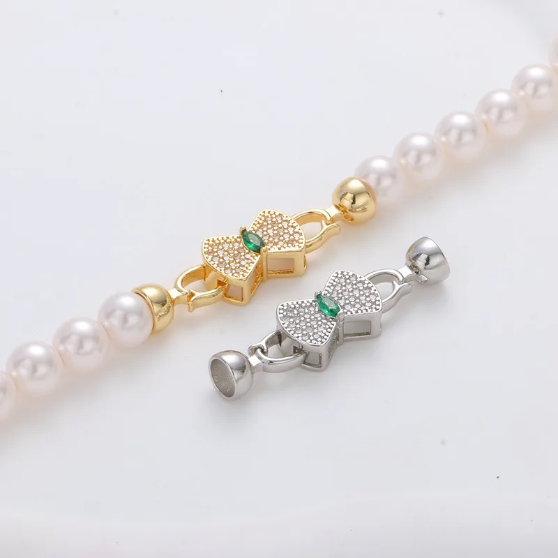 

1Pcs 18K Copper Gold Plated Jewelry Bow Connector Buckle Accessorie DIY Necklace Bracelet Pearl Chain Making Materials Wholesale