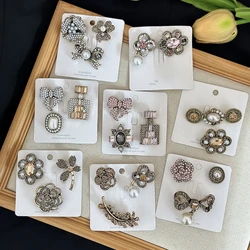 Elegant Women Fashion Crystal Perfume Bottles Bow Pearl Brooches Badges Classic Lady Party Wedding Pins Accessories