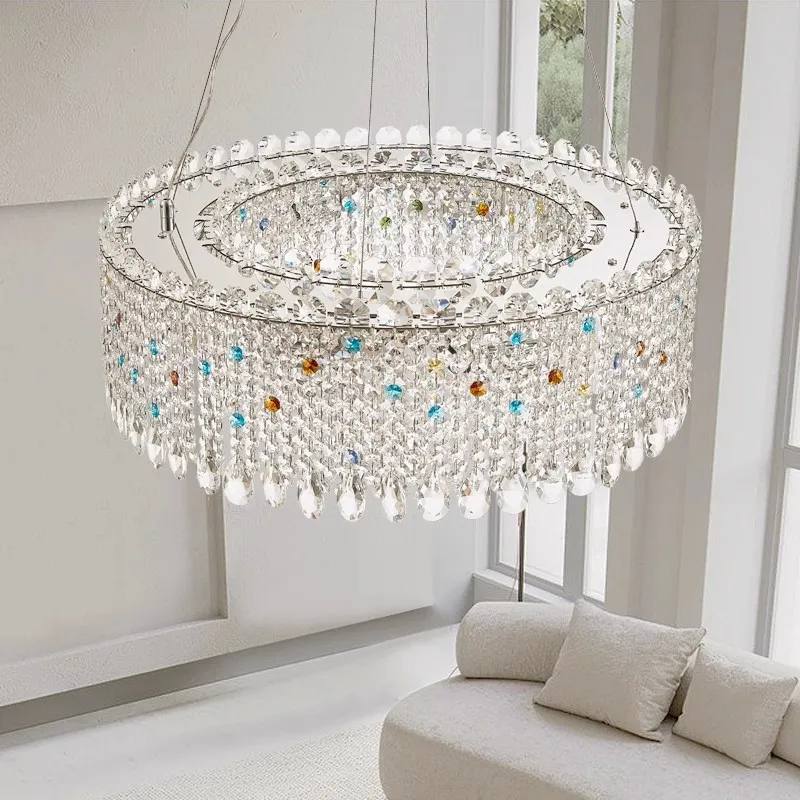 

2023 Modern Nordic led chandelier Restaurant Hotel Bedroom Dining Hanging Pendant Light K9 Crystal Suspend Lamp For Living Room