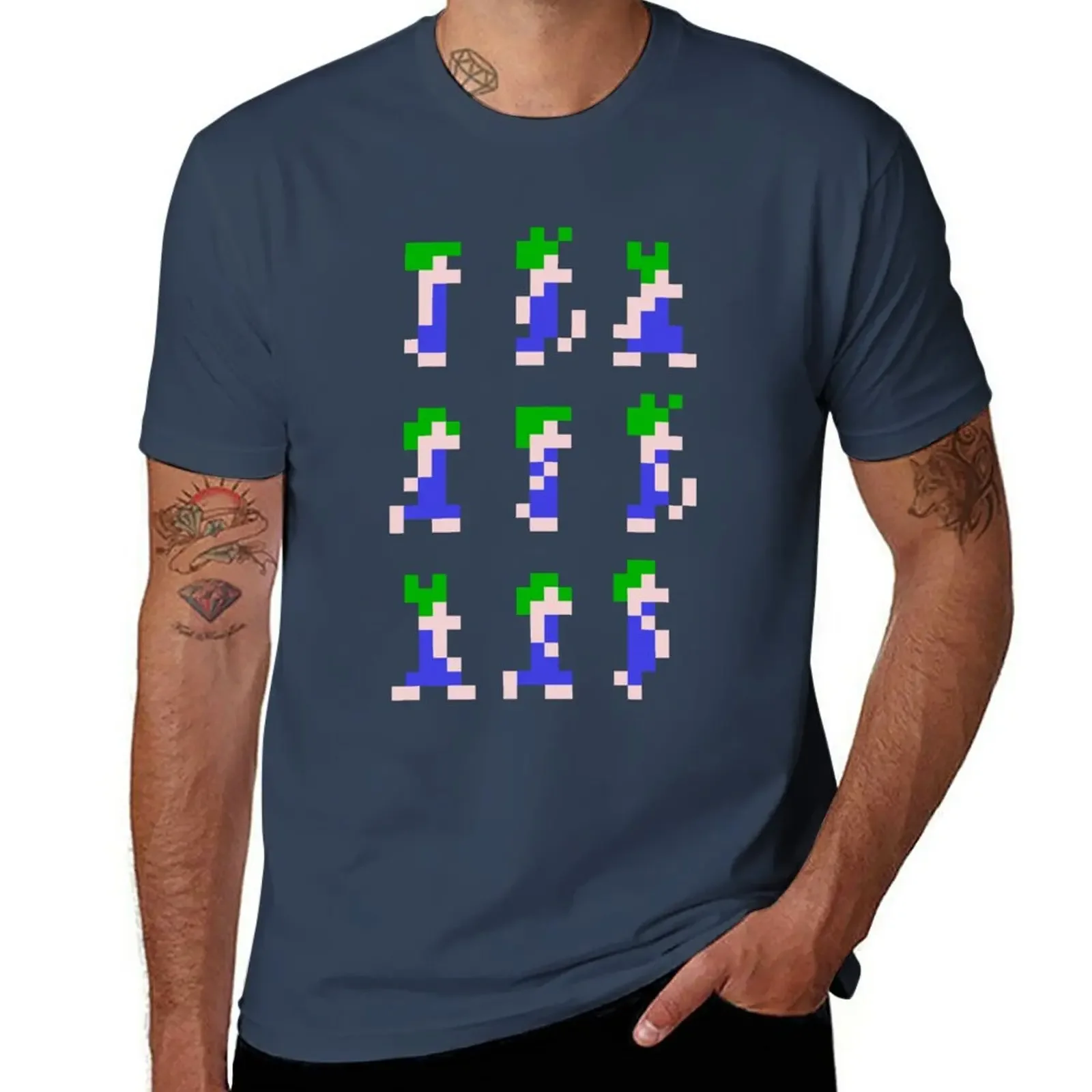 New Lemmings walk cycle pixel art T-Shirt oversized anime tshirt anime clothes sublime mens plain t shirts