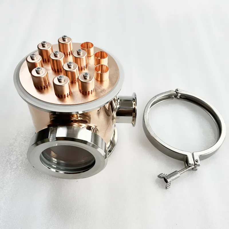 Cobre Tri-clamp Sight Glass Union Tee com Porta Lateral Conector 2-in Bubble Plate Conjunto para Destilação Homebrew 16 mm Pol