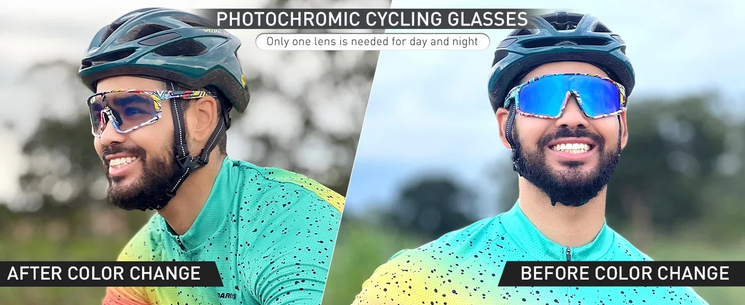 Kapvoe Gold Photochrome Brille Radfahren Sonnenbrille Männer Frauen Sport Geschwindigkeit Straße Mtb Mountainbike Fahrrad Zyklus Brillen Goggle – Detail 3