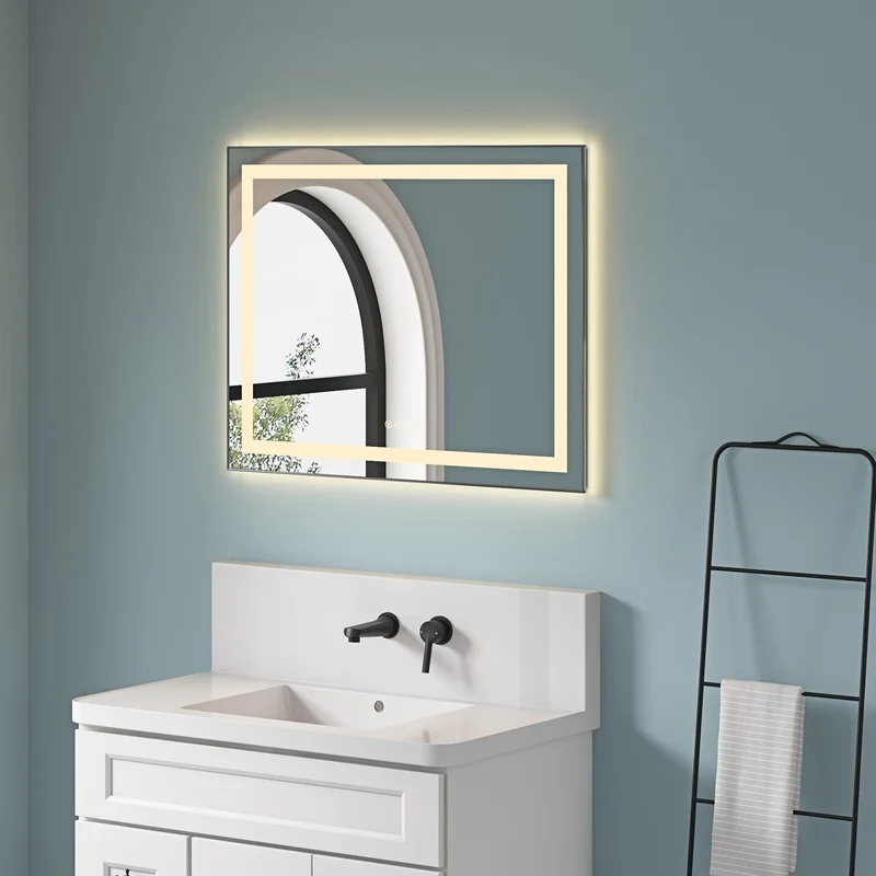 

36" x 28" LED Wall-Mounted Vanity Mirror with Front & Backlight, Aluminum Frame, Anti-Fog, Memory, 3 Color Temperatures, Stepless Dimming
