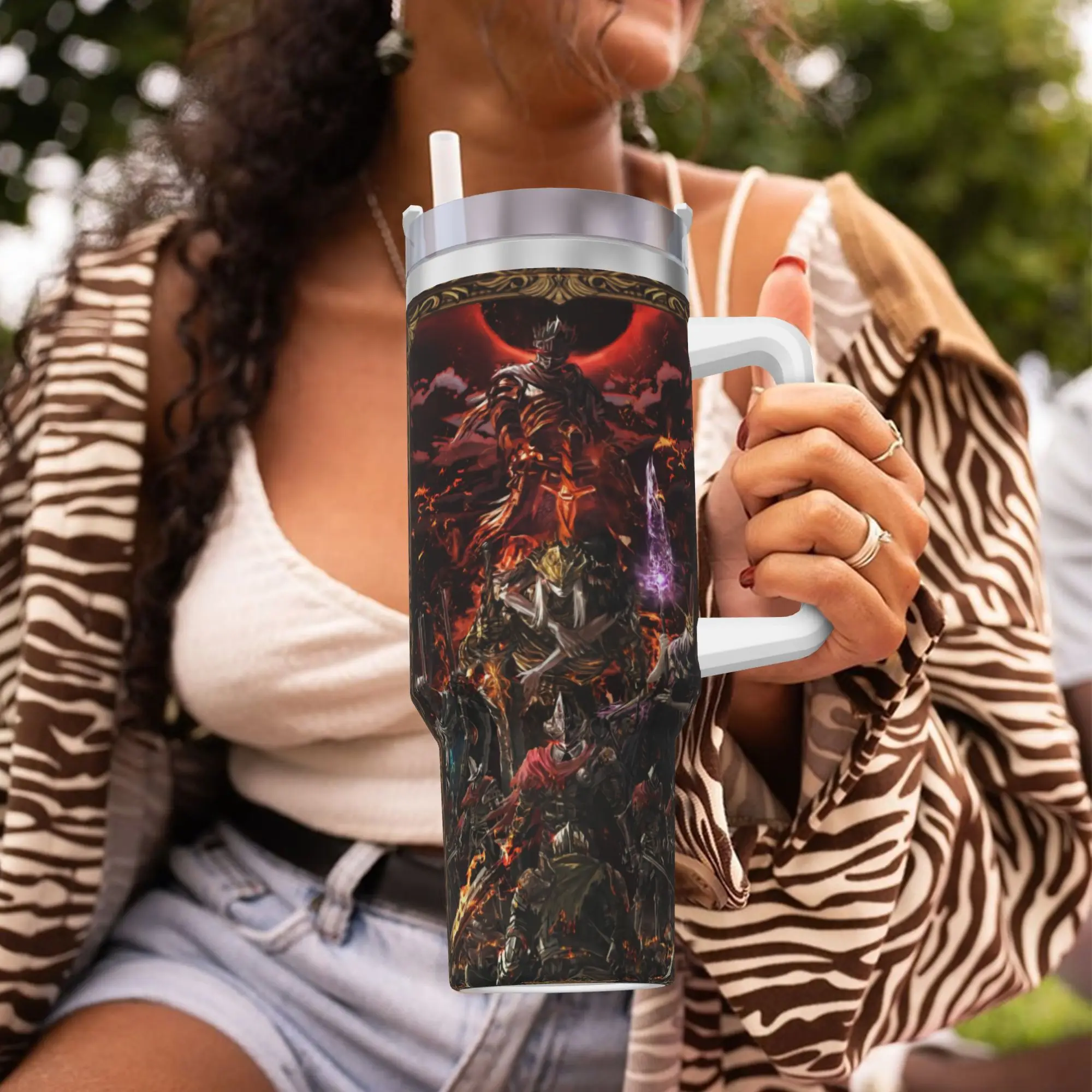 Elden Ring Stainless Steel Tumbler  Driving Thermal Cups With Straws and Lid 40oz Mugs Cup Cold and Hot Water Bottle view 5