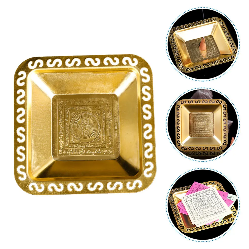 

Tribute Plate Copper Retro Style Flat Smooth Surface for Temple Offering Sacrificing Fruit Plate Decorative Worship Dish