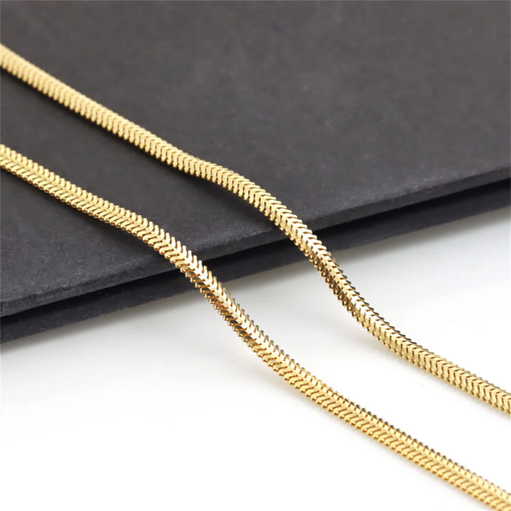 Pure Au750 18K Gold Chain Men Women Snake Link Necklace 16.5-18inch