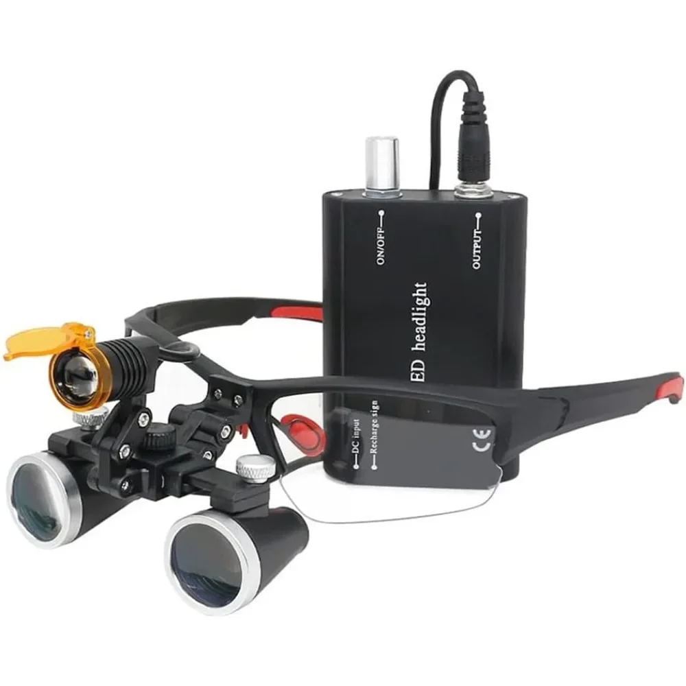 3.5X Surgical Binocular Loupes with LED Headlight 420mm Working Distance Optical Glass Medical Magnifier Headlamp with Filter
