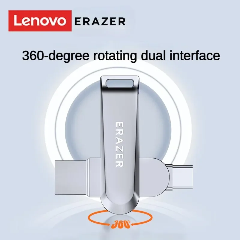 Lenovo 256Gb Type-C Usb3.2 Usb Flash Drive F501 Plus Zilveren Leessnelheid 180 Mb/s Mobiele Computer Dual-Purpose Usb Drive