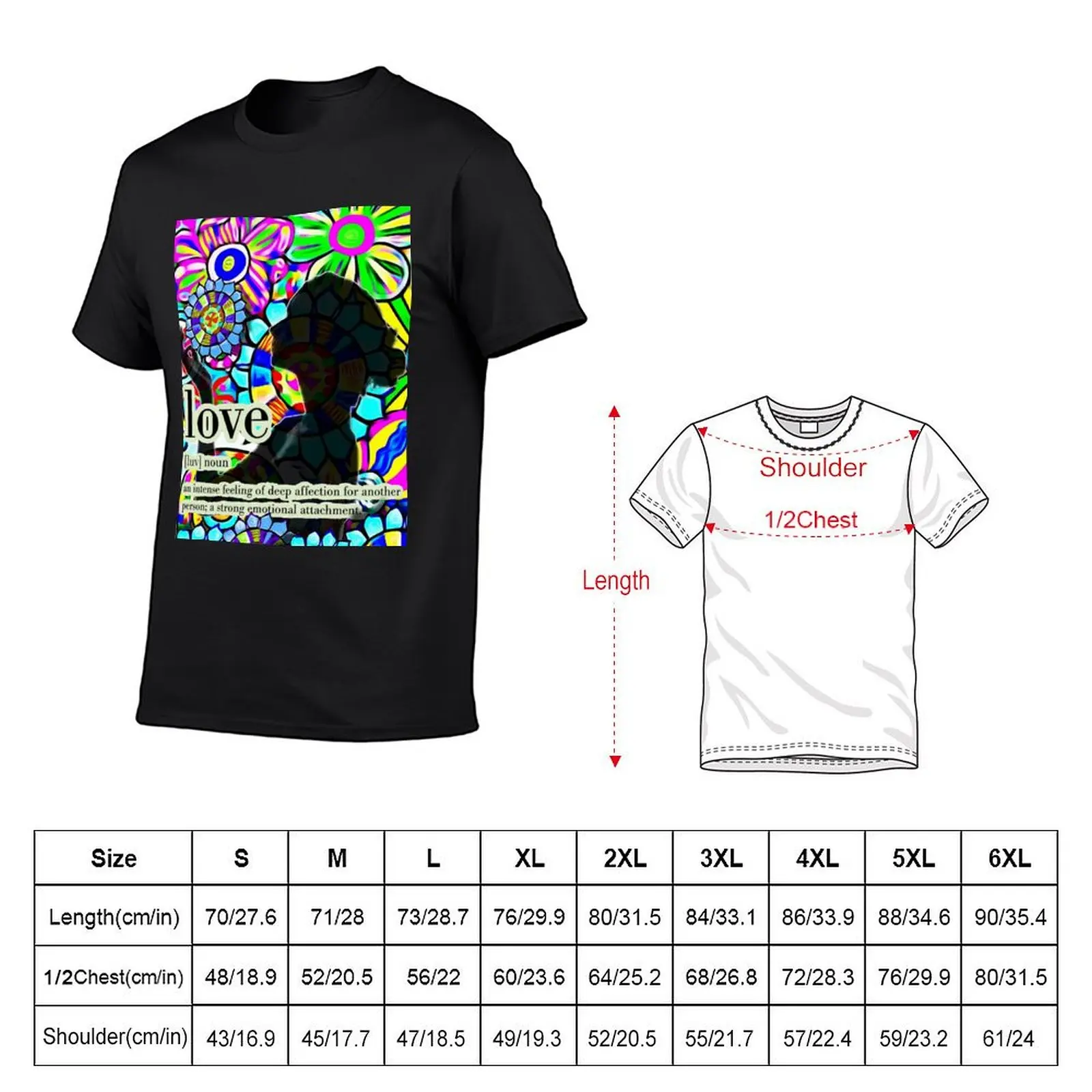 Silhouette in a Flower garden. Definition of love.My drawing. T-Shirt plain oversizeds mens designer clothes