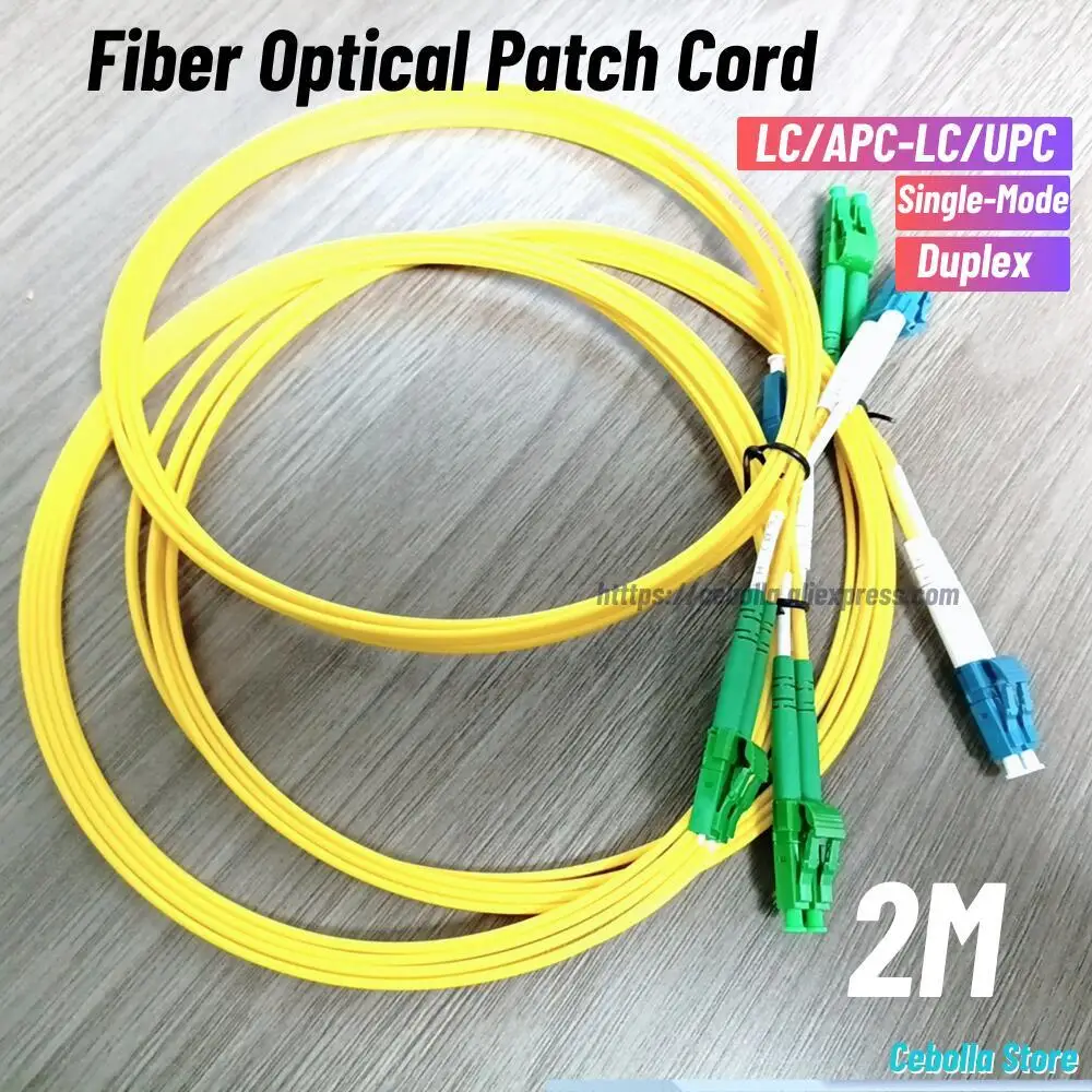 Fiber optical jumper LC/APC To LC/UPC 2M Single Mode Duplex Optical Fiber Patch Cord Cable Dual Core ,2.0/3.0Mm