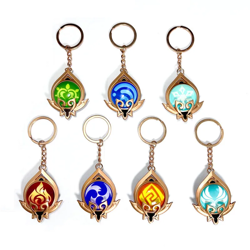 

Genshin Impact Keychain Vision Element God's Eye 3D luminous Men Car Key Chains Women Bag Pendant Key Ring Accessories Wholesale