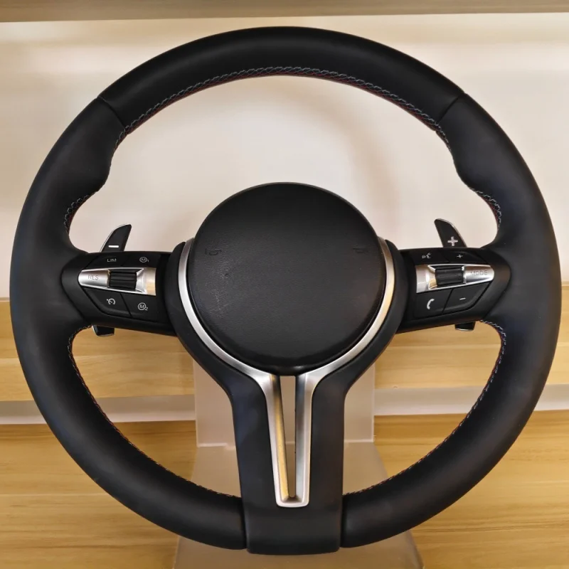 For BMW E chassis E60, round silver frame T-shaped steering wheel assembly modification