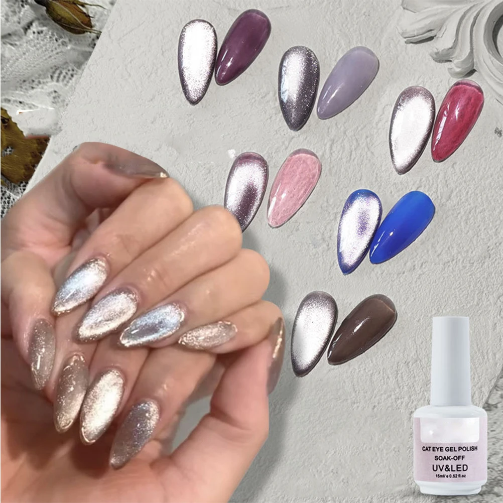 

1PC 15ML Cat Eye Nail Polish Glue UV Nail Gel Crystal Wide Cat Eye Nail Polish Manicure Accessory for Women