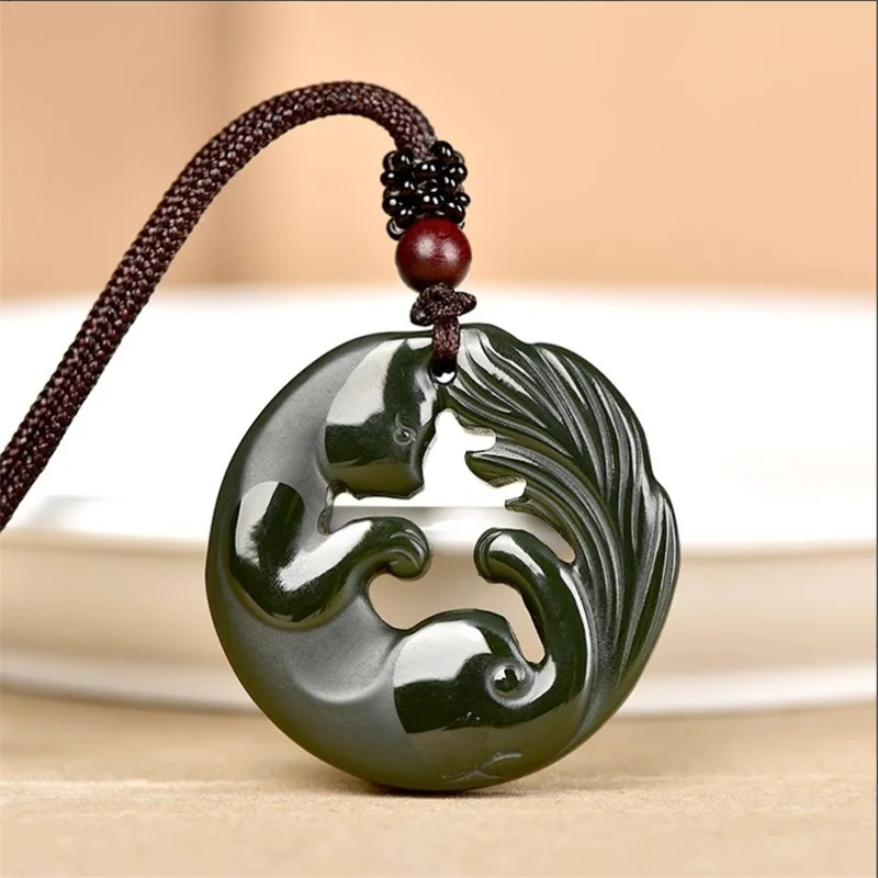 

Xinjiang Hetian Jade Fox Pendant Pendant Ladies Men's Hollow Nine-tailed Fox Tower Sapphire Necklace Couples Pairs