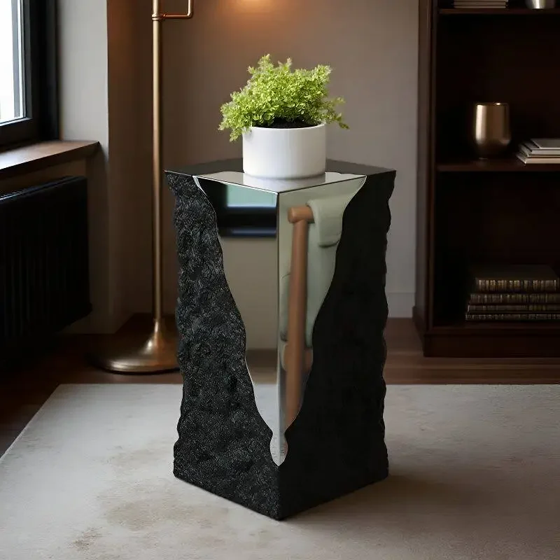 ZML sofa side floor decoration imitation stone pillar side table flower pot shelf