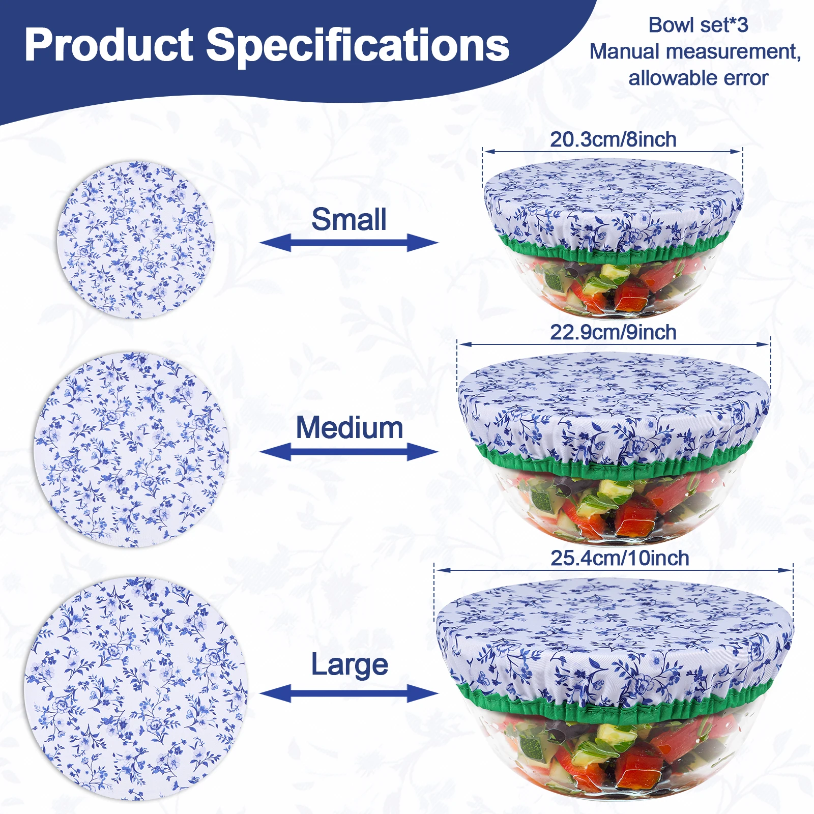 3 szt. Pokrowce na miski Tkanina bawełniana Naczynie kuchenne utrzymujące świeżość elastyczna folia na żywność Pokrowce na miski Pojemnik do