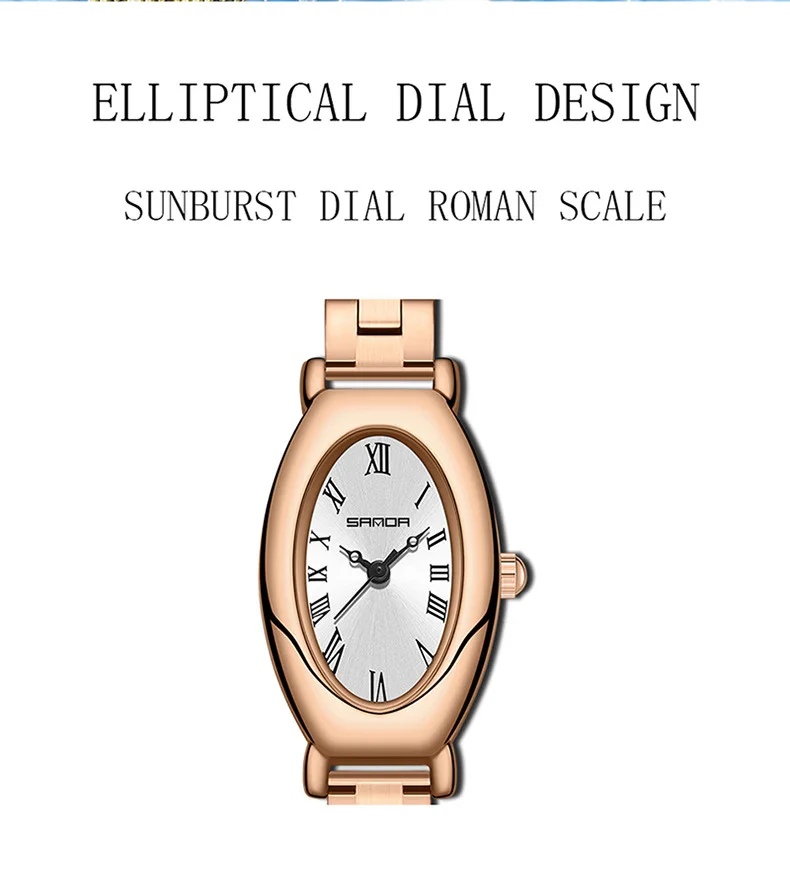 Sanda-Reloj de pulsera analógico para mujer, accesorio con diseño elegante, número romano, esfera cuadrada, resistente al agua, movimiento de cuarzo, novedad de 1123