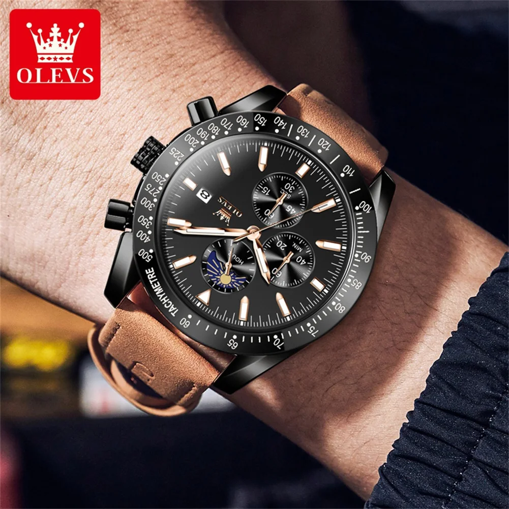 OLEVS Brand Watch Multifunctional Waterproof Quartz Watch for Men 9980