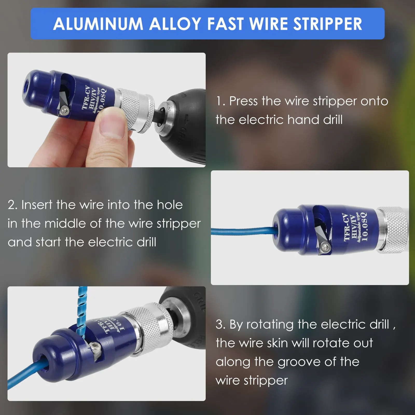 Fast Electric Wire Stripper Wire Peeling Machine Portable Cable Twisting Stripping Tool for 2.5/4/6/10 Square Wire