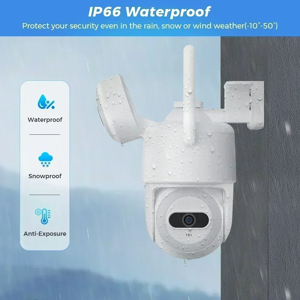 6MP Outdoor Dual Lens PTZ WiFi IP Camera Dual Screen 6MP HD Auto Tracking Security Protection CCTV Surveillance Camera ICSee