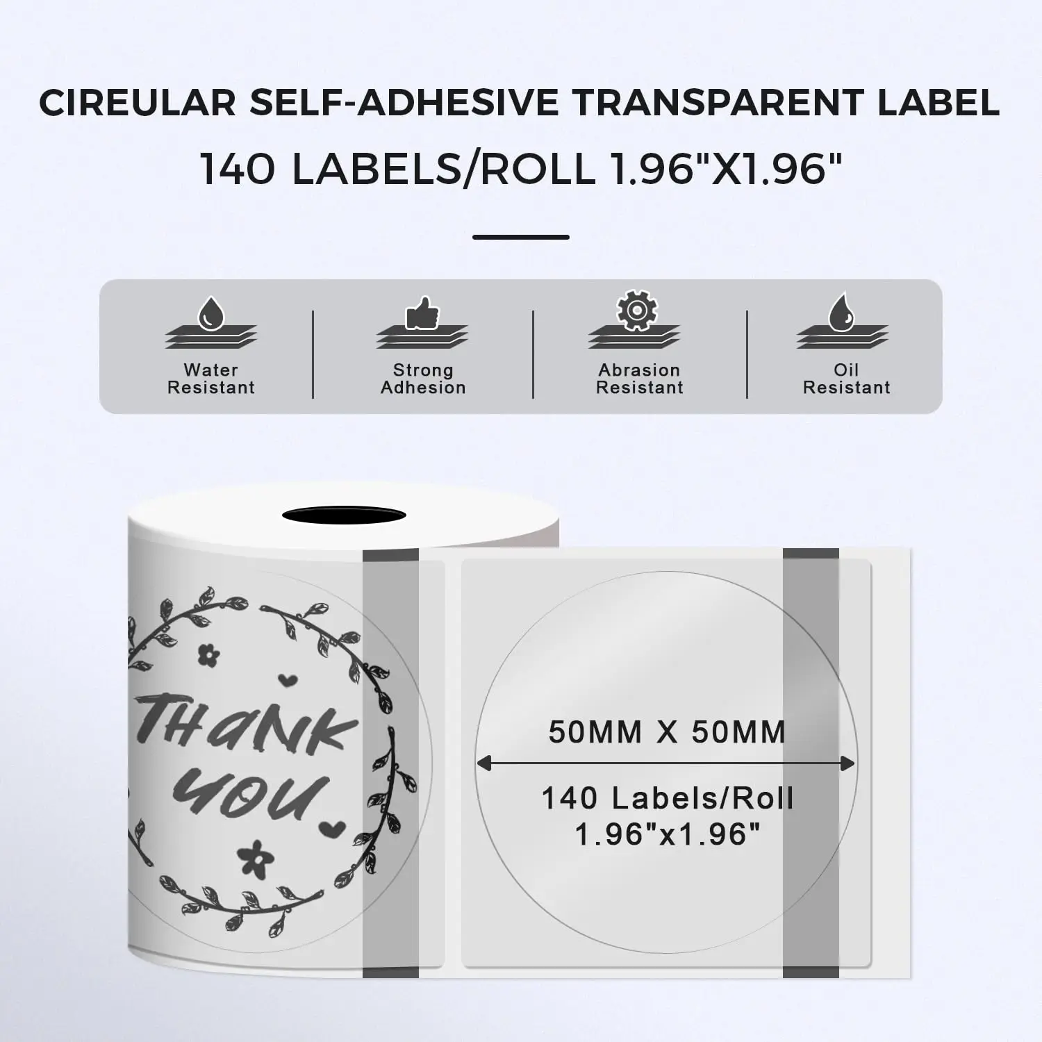 Stiker Label bundar termal 1.96 inci x1,96 inci, kertas gulung tahan air Label/rol kompatibel dengan Label kode batang M110/M221 Label harga