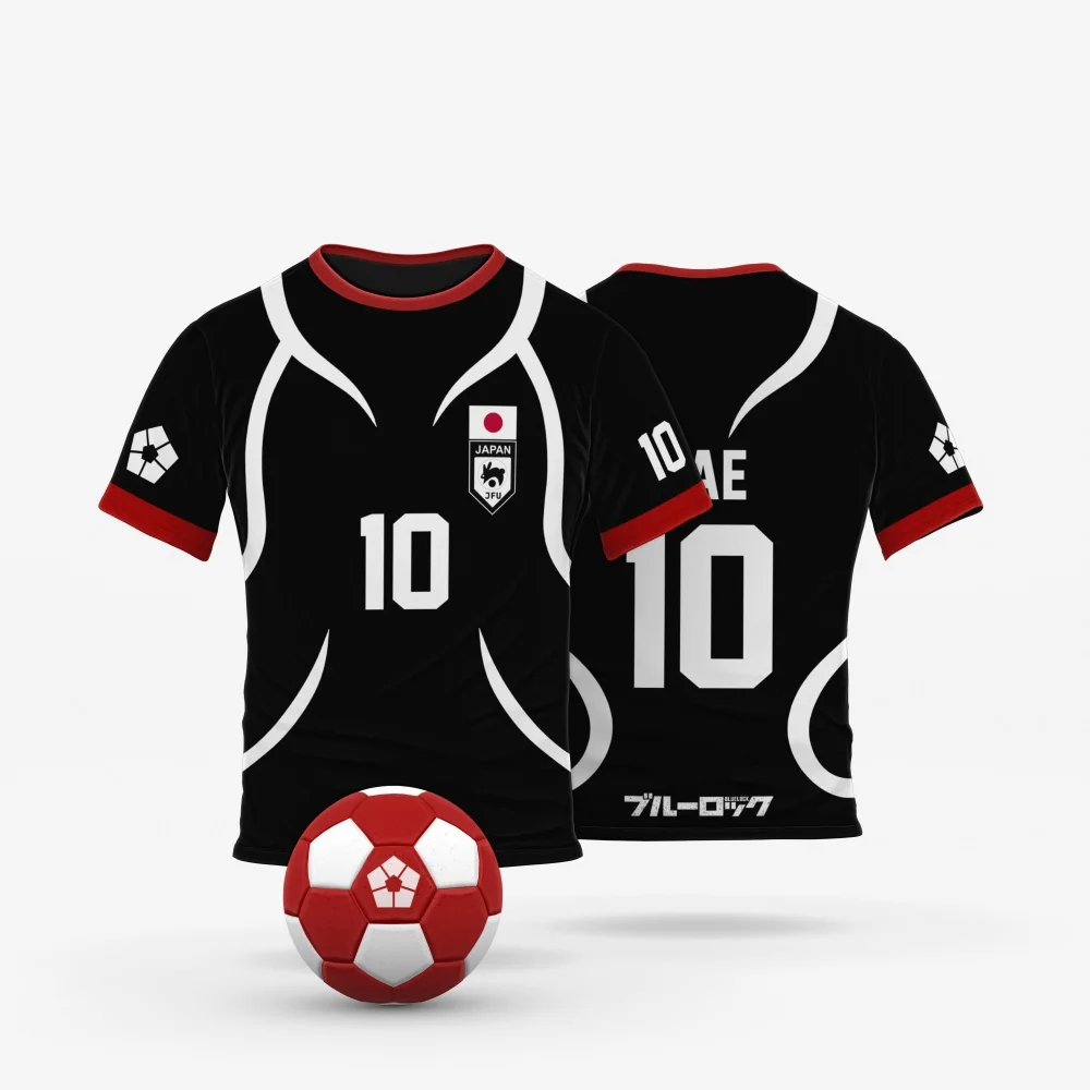 

Blue Lock Japan U20 Black Cartoon Anime Cosplay Men Jersey Summer Short Sleeve Children Tee Tops Quick-Dry Fashion Women T-shirt