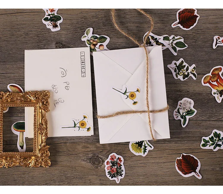 45pcs Retro Forest Series Plant Stickers Set for Scrapbooking Korean Diary Stationery Decorative Planner Sticker Collection