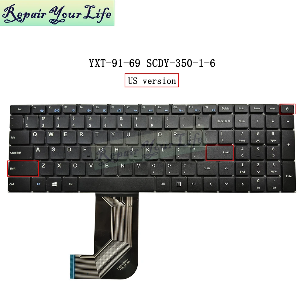 US English Laptop Keyboard for Teclast, Taidian, Chuwi, Casper Notebook, YXT-91-69 SCDY-350-1-6 with Backlight or No Backlit