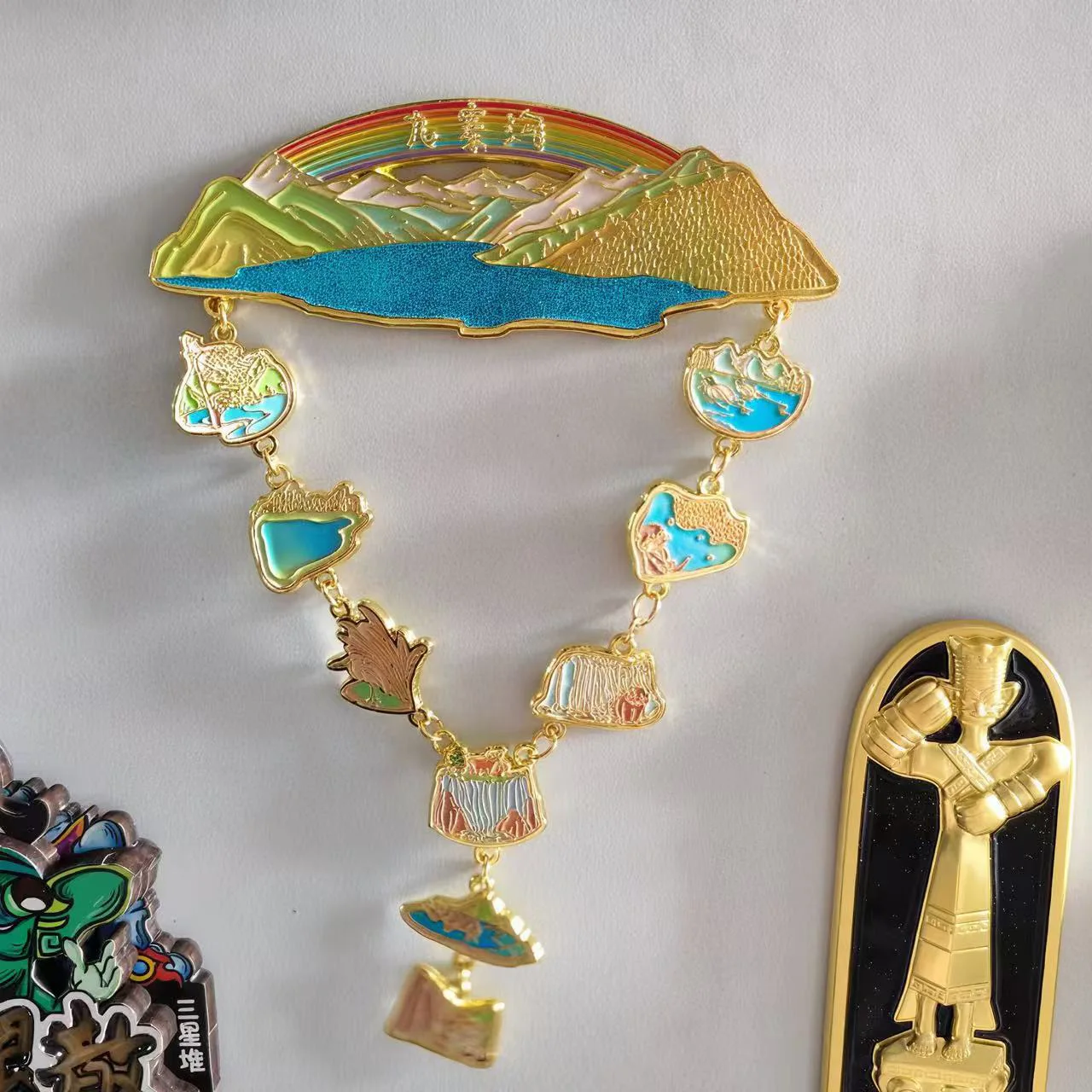 Jiuzhaigou Valley Scenic and Historic Interest Area Necklace, Refrigerator, Tourist Clock in Souvenir